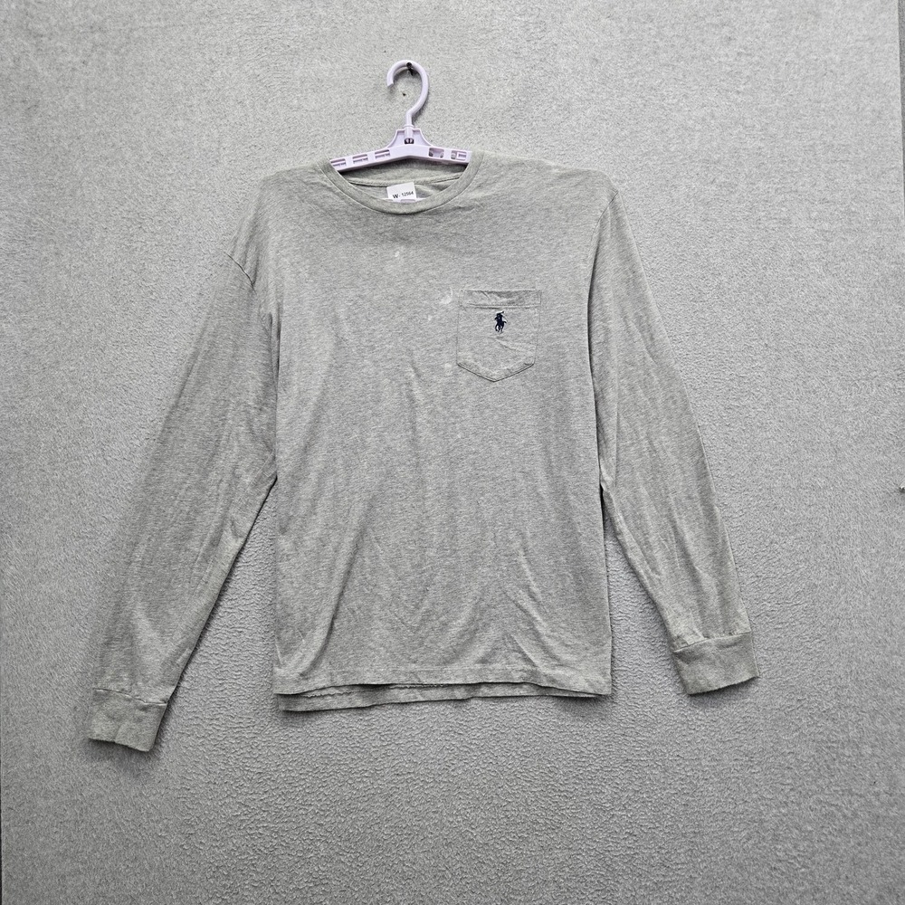 Polo‎ Ralph Lauren Men Shirt L Gray Embroidered Logo Long Sleeve READ